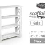 LIBRERIA SCAFFALE MOBILE MODERNO 4 RIPIANI LEGNO ROVERE MOBILE BIANCO 100*80*30