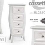 CASSETTIERA 4 CASSETTI SHABBY CHIC LEGNO BIANCO SALOTTO CORRIDOIO 90*38*28 CM