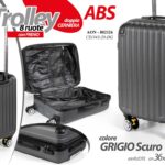 Valigia viaggio bagaglio a mano rigido 8 ruote freno grigio scuro abs 56x36x24 cm