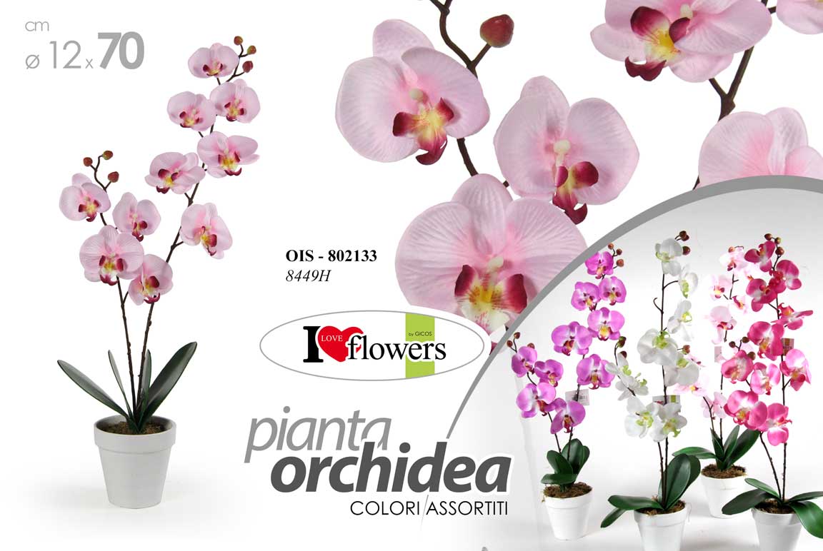 8025569802133 PIANTA ORCHIDEA 70*12 CM ARTIFICIALE FIORI FIORE VASO PIANTINA FINTA DECORAZIONE - immagine 1