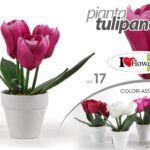 PIANTA TULIPANI PIANTINA FINTA VASO BIANCO FIORI FINTI ARTIFICIALE FIORE 17 CM