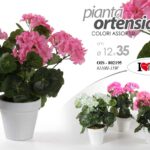 PIANTA GERANIO 35 cm CON VASO GERANI PIANTINA FINTA ARTIFICIALE FIORI FIORE