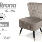 POLTRONA SEDUTA VELLUTO SEDIA GAMBE LEGNO MODERNO CLASSICA TORTORA 84*63*66 cm
