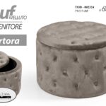 POUF CONTENITORE VELLUTO TORTORA CLASSICO MODERNO SALOTTO CAMERA DIVANO 60*42cm