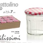 Barattolo barattolino conserve marmellata tappo cucina vetro trasparente 7 cm