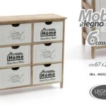 CASSETTIERA BASSA SALVASPAZIO 6 CASSETTI BIANCO CUCINA BAGNO SALOTTO H67*28*67cm