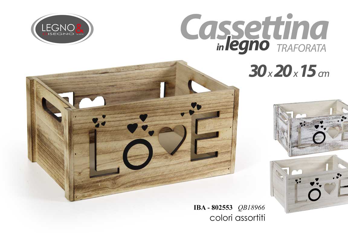 8025569802553 CASSETTA PORTA OGGETTI CUORI LOVE CONTENITORE CESTINO CASSETTINA 30*20*15 CM - immagine 1