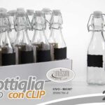 BOTTIGLIA ETICHETTA VETRO QUADRATA BOTTIGLIETTA CLIP TIRACCIOLO 20cm