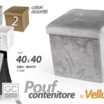 POUF CONTENITORE VELLUTO QUADRATO APRIBILE POGGIAPIEDI CLASSICO MODERNO AS 40 cm