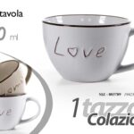 Tazza colazione jumbo cereali latte vintage ceramica home love color ass 460 ml