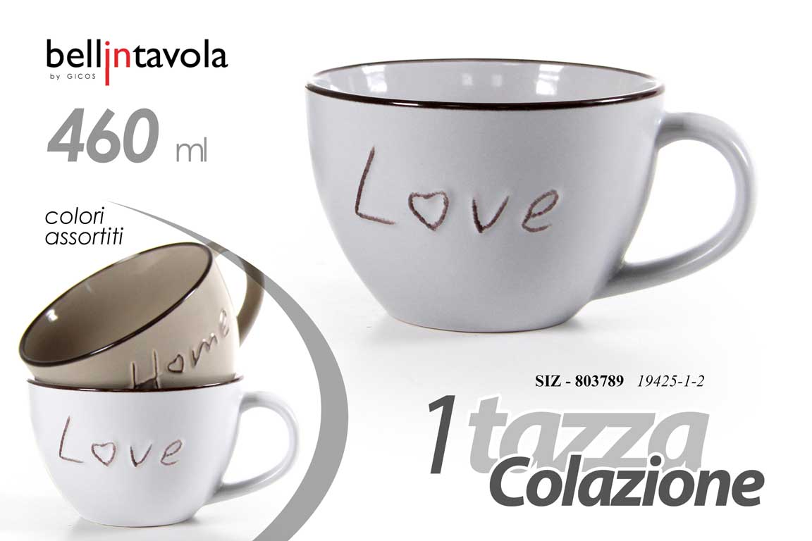 8025569803789 Tazza colazione jumbo cereali latte vintage ceramica home love color ass 460 ml - immagine 1