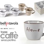 Set 6 tazzine caffè espresso tazza ceramica vintage retrò color ass 90 ml