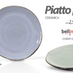 Piatto piano tondo moderno elegante cucina ceramica colorato tavola ass 27x2,5