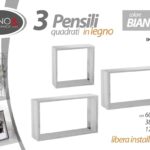 Set 3 Mensole Moduli Parete Mensola Quadrata Cubo Pensile DOU BIANCO 60/38/17CM