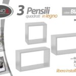 Set 3 Mensole Cubo da Parete PENSILE Moderne Design Scaffale BIANCO 60-38-17 CM