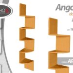 Mensola Angolare Libreria Scaffale Parete Moderna 5 Ripiani Angolo ARANCIO 123cm