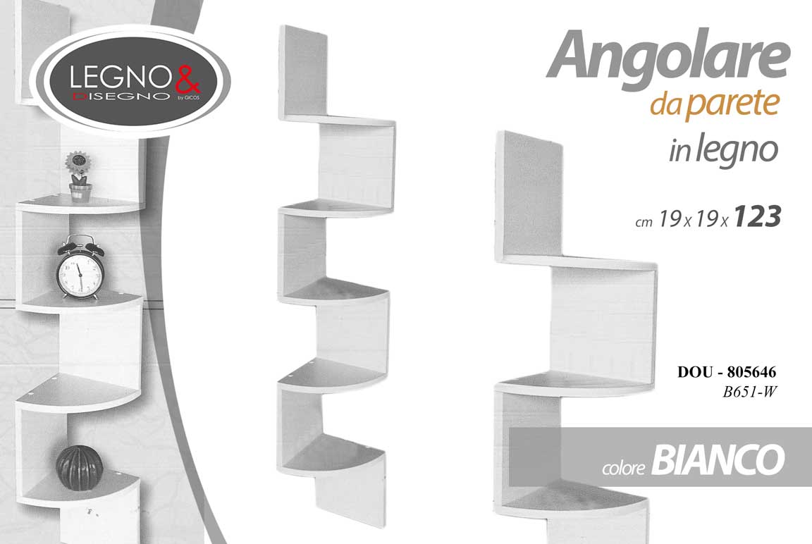 8025569805646 Mensola Parete Angolare 5 Ripiani ad Angolo Libreria Scaffale Moderna 123 cm - immagine 1
