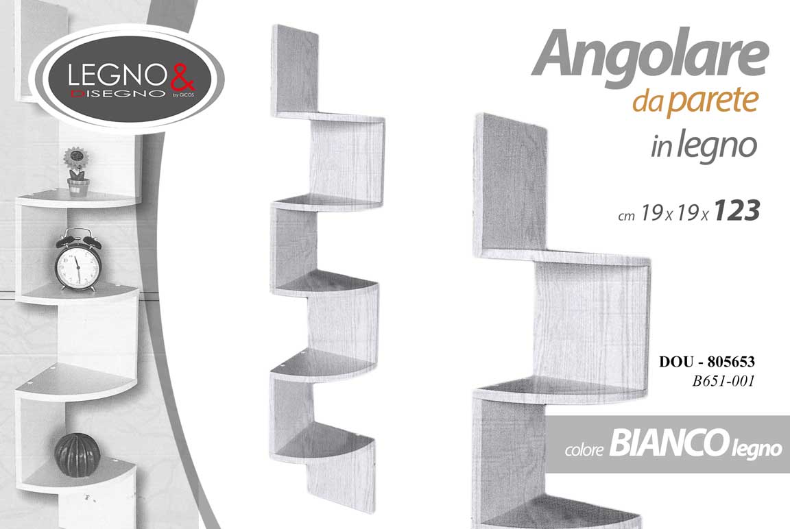 8025569805653 Mensola Parete Angolare 5 Ripiani ad Angolo Libreria Scaffale Moderna STRIATA - immagine 1