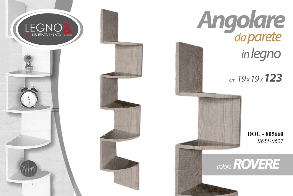 8025569805660 Mensola Parete Angolare 5 Ripiani ad Angolo Libreria Scaffale Moderna OLMO ROVER - immagine 1
