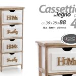 CASSETTIERA SLIM SALVASPAZIO 4 CASSETTI HOME LEGNO BIANCA MARRONE 88*36*28