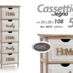 CASSETTIERA 5 CASSETTI BIANCO LEGNO SLIM SALVASPAZIO HOME FAMILY 108*36*28 cm