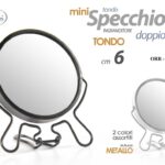 SPECCHIO MINI 6 CM INGRANDITORE DOPPIO 2X TONDO METALLO COLORI ASSORTITI
