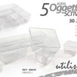 Set organizer scrivania plastica trasparente cassetti ufficio bagno 30x26x6 cm