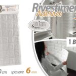 Pannello rivestimento muro effetto mattoni bianco adesivo 3d schiuma 77x70 cm