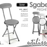 SGABELLO PIEGHEVOLE PORTATILE SCHIENALE METALLO VIAGGIO CAMPEGGIO ASS h75*30 cm
