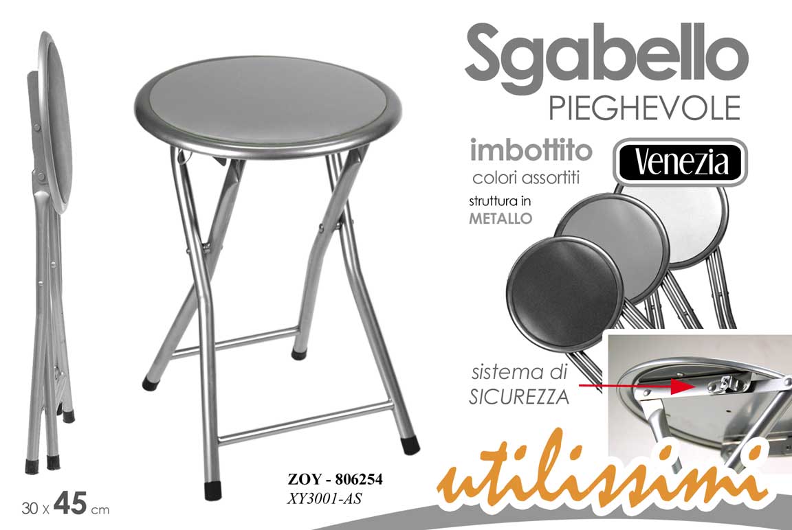 8025569806254 SGABELLO PIEGHEVOLE PORTATILE METALLO CASA VIAGGIO CAMPEGGIO PIC NIC ASS h45*30 - immagine 1