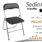 SEDIA Pieghevole METALLO Portatile IMBOTTITA CASA UFFICIO ATTESA PIC NIC