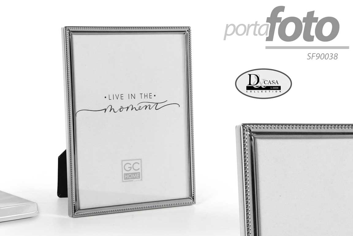 8025569806377 CORNICE PORTAFOTO DA TAVOLO FOTO MODERNO CLASSICO METALLO COL ARGENTO DECO 20*25 - immagine 1
