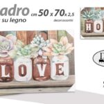 QUADRO STAMPA SU TELA Canvas LEGNO VINTAGE FIORI LOVE VASI HOME ASSORT 50*70 CM