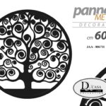 PANNELLO ARREDO TONDO IN METALLO NERO PARETE QUADRO ALBERO DELLA VITA 60*1 CM