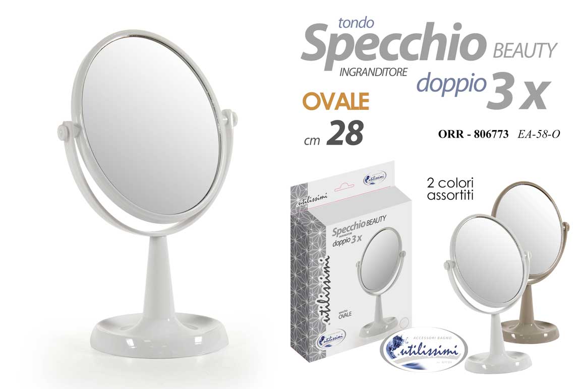 8025569806773 SPECCHIO BEAUTY BAGNO TRUCCO Make-up TAVOLO DOPPIO INGRANDITORE 3X COLOR 28cm - immagine 1