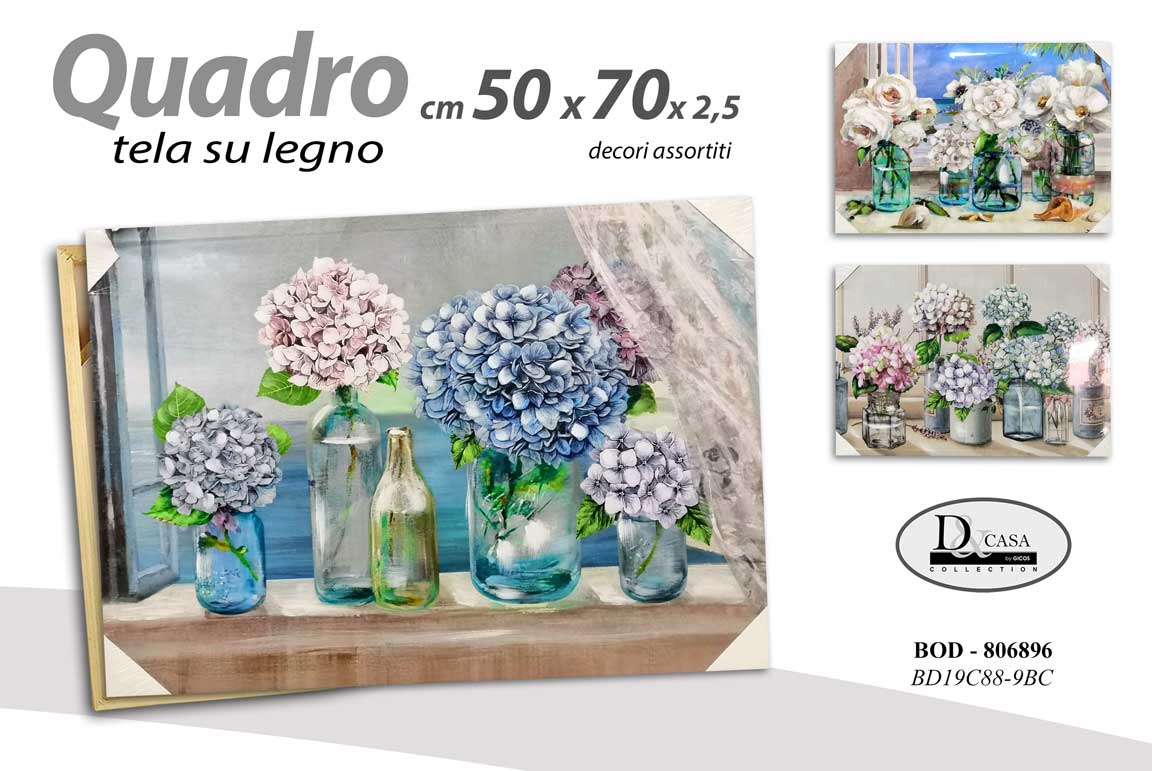 8025569806896 QUADRO STAMPA SU TELA Canvas LEGNO ESTATE VASI FIORI Multicolor ASSORT 50*70 cm - immagine 1