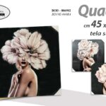 QUADRO STAMPA SU TELA Canvas LEGNO NERO Donna FIORI IN TESTA ASSORT 45*45cm