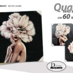 QUADRO STAMPA SU TELA Canvas LEGNO NERO Donna FIORI IN TESTA ASSORT 60*60 cm