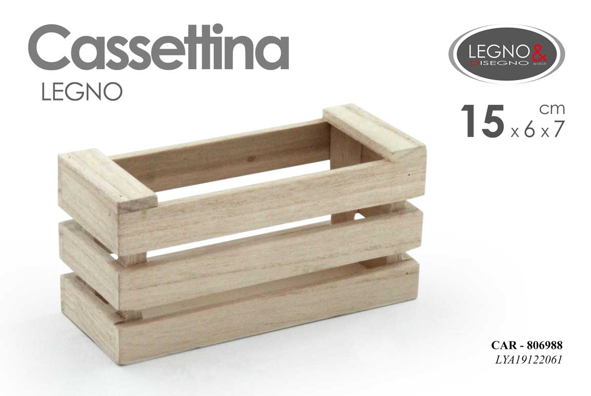 8025569806988 Cassetta contenitore legno naturale rustica portaoggetti dispensa vetrina 15*6*7 - immagine 1