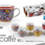 Set 6 tazzine tazze caffè moderne moka porcellana colore vintage retrò 90 ml
