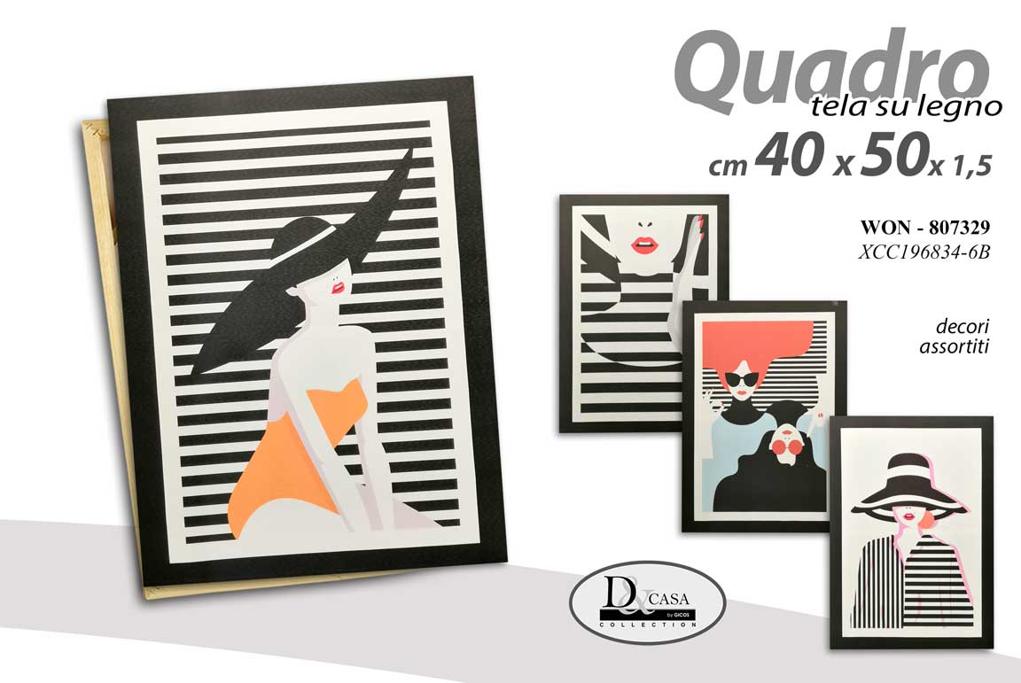 8025569807312 QUADRO STAMPA SU TELA MODERNO Canvas MODA Fashion DONNA STILE ASSOR 50*40CM - immagine 1