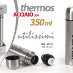 THERMOS TERMICO CALDO FREDDO 350ML LIQUIDI ACCIAIO HOT & COLD  COLORE GRIGIO