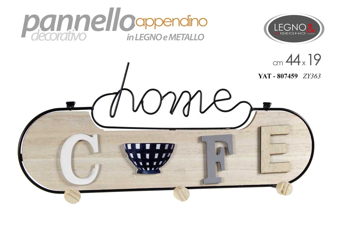 8025569807459 Appendino chiavi parete appendi tutto legno metallo home cafe vintage 44*19 cm - immagine 1