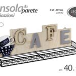 MENSOLA DA PARETE CUCINA BAR CAFFè METALLO LEGNO CLASSICO MODERNO 40*12*14 CM