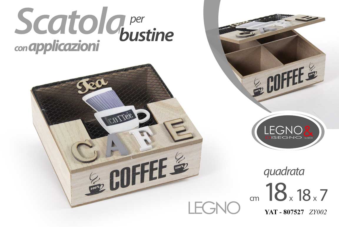 8025569807527 SCATOLA PORTA BUSTINE THE Tè TE TISANE TEA CIALDE SCATOLINA COFANETTO 18*7 cm - immagine 1
