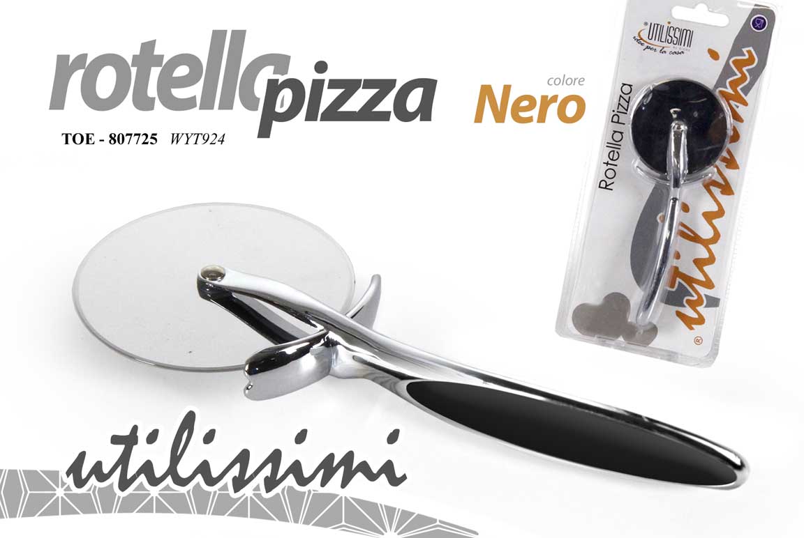 8025569807725 ROTELLA TAGLIAPIZZA CUCINA PRATICO TAGLIA PIZZA COLTELLO BOMBONIERA METALLO 17cm - immagine 1