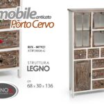 VETRINA CREDENZA MOBILE ANTICATO SALOTTO CUCINA ARMADIO LEGNO MARRONE 136*68*30