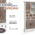 MOBILE CREDENZA VETRINA ANTICATO CASSETTIERA ARMADIO MARRONE BIANCO 183*70*30 cm