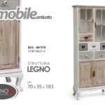 MOBILE CREDENZA VETRINA ANTICATO CASSETTIERA ARMADIO MARRONE BIANCO 183*70*30 cm