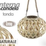 LANTERNA PORTACANDELA APPESA EVENTI GIARDINO RISTORANTE VIMINI VETRO 20*15cm